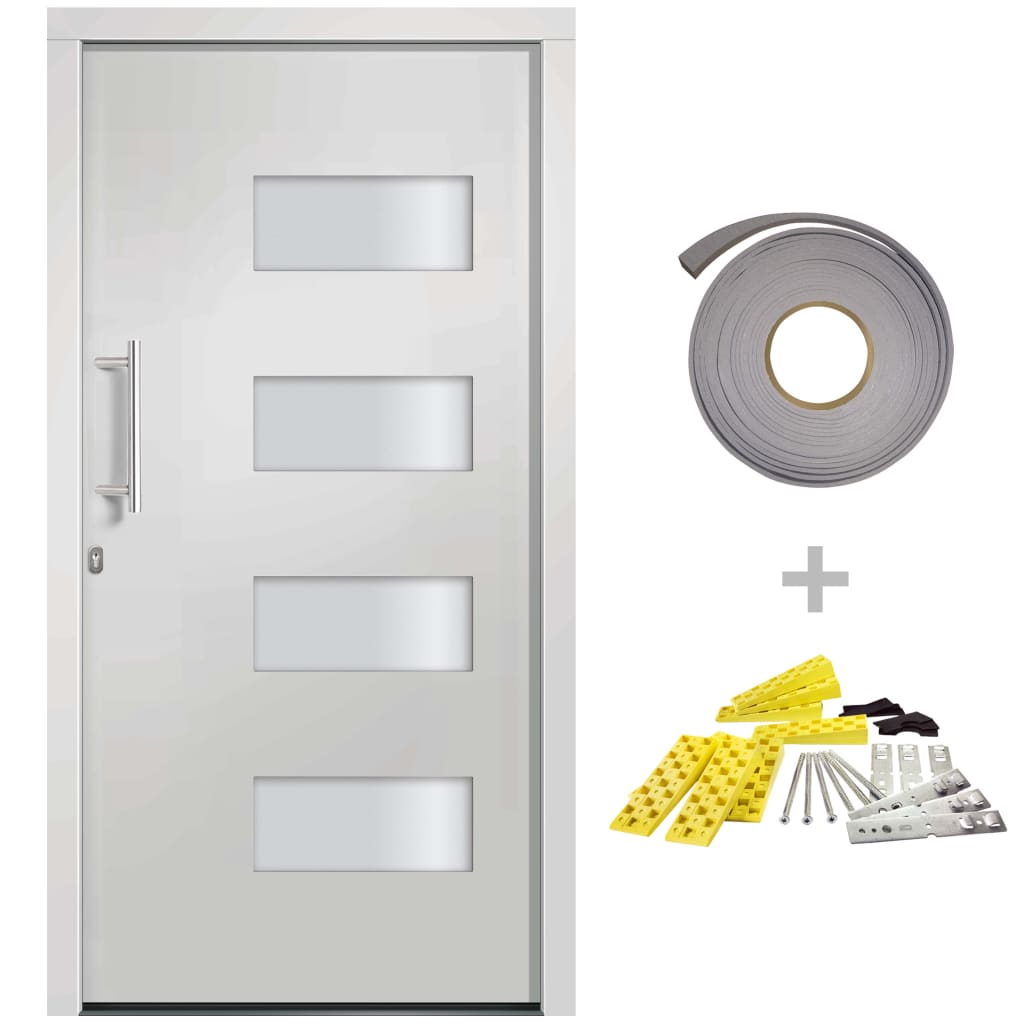 Porta d'Ingresso in Alluminio e PVC Bianco 100x200 cm | homemem39