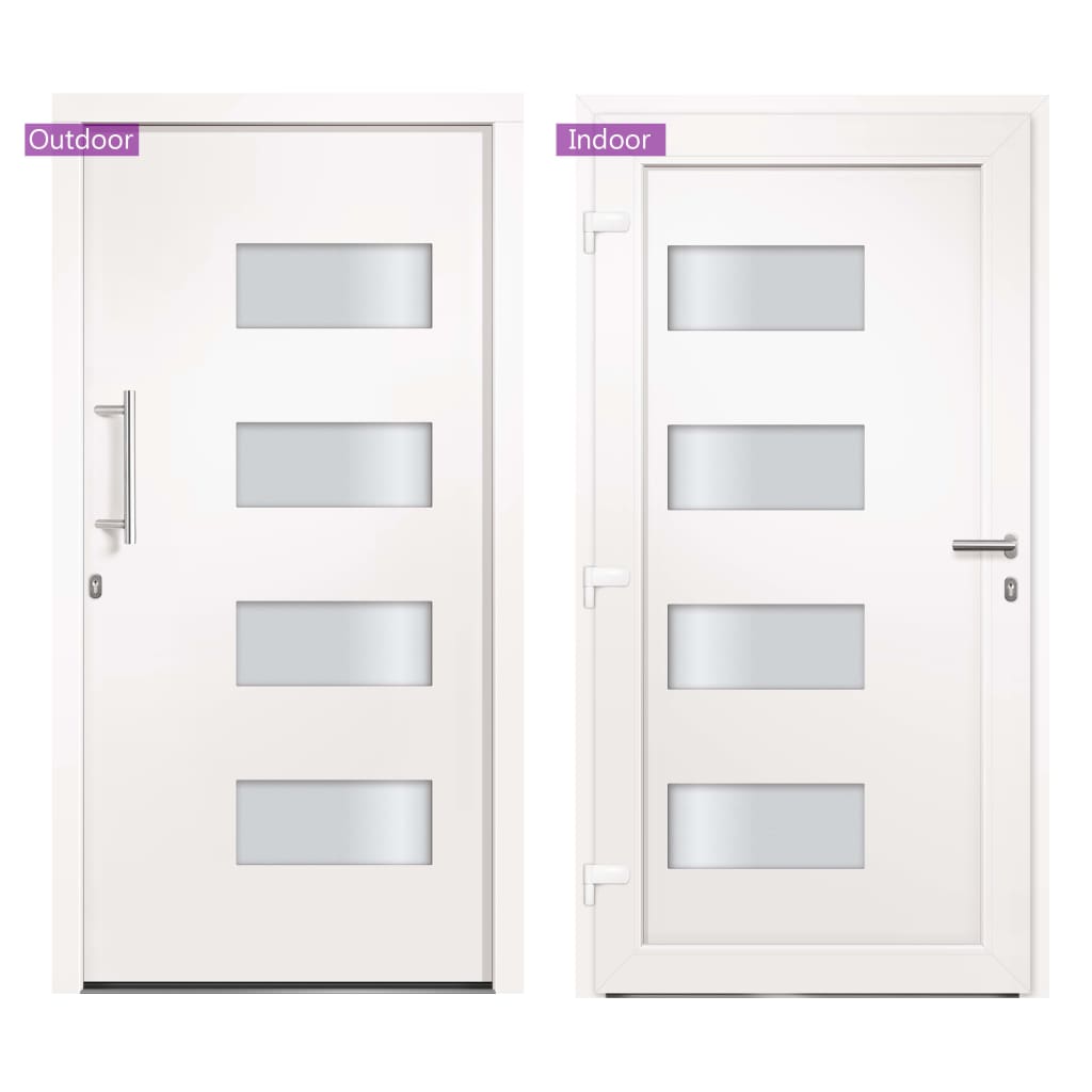 Porta d'Ingresso in Alluminio e PVC Bianco 100x200 cm | homemem39