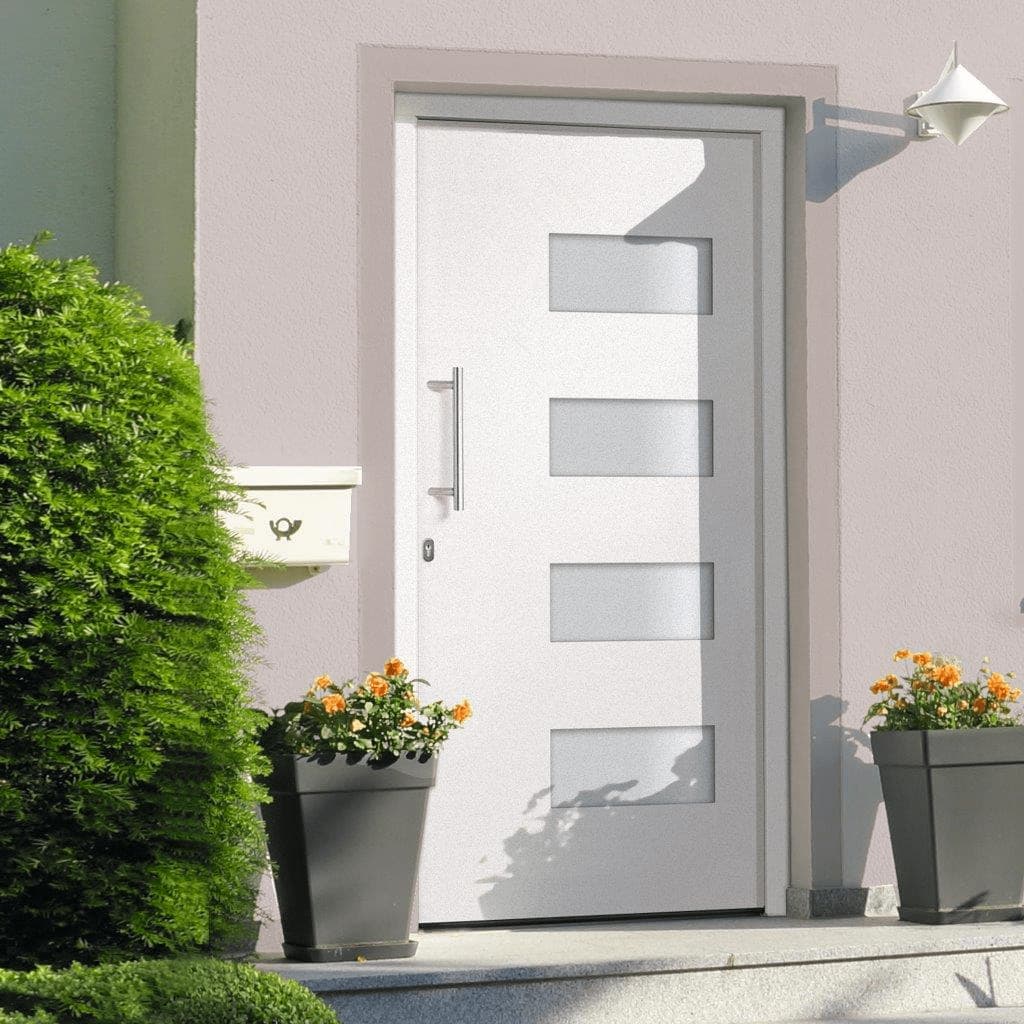 Porta d'Ingresso in Alluminio e PVC Bianco 100x200 cm | homemem39