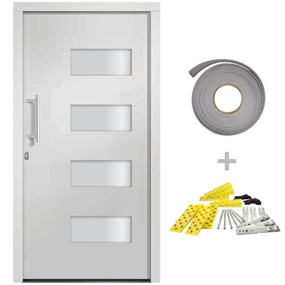 Porta d'Ingresso in Alluminio e PVC Bianco 100x210 cm | homemem39