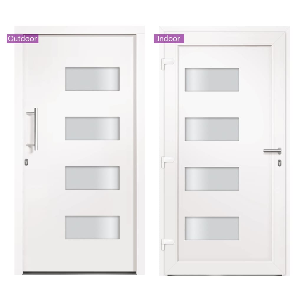 Porta d'Ingresso in Alluminio e PVC Bianco 100x210 cm | homemem39