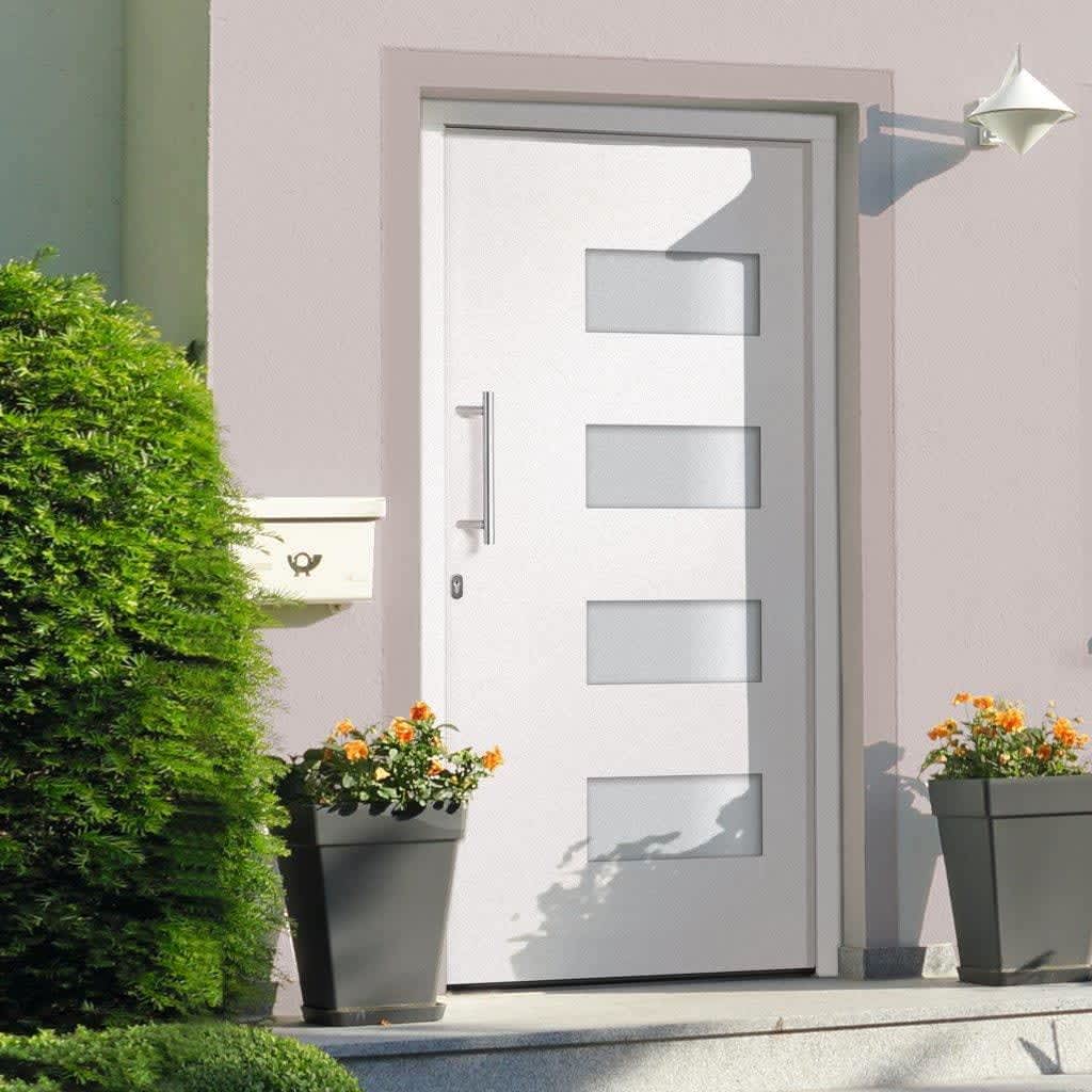 Porta d'Ingresso in Alluminio e PVC Bianco 100x210 cm | homemem39