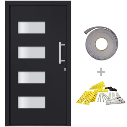 Porta d'Ingresso in Alluminio e PVC Antracite 100x200 cm | homemem39