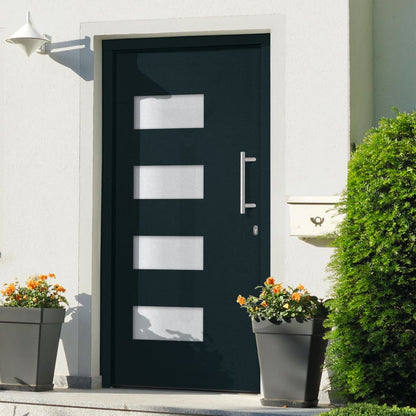 Porta d'Ingresso in Alluminio e PVC Antracite 100x210 cm | homemem39
