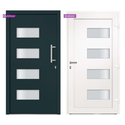 Porta d'Ingresso in Alluminio e PVC Antracite 110x210 cm | homemem39