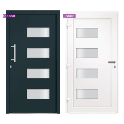 Porta d'Ingresso in Alluminio e PVC Antracite 100x200 cm | homemem39