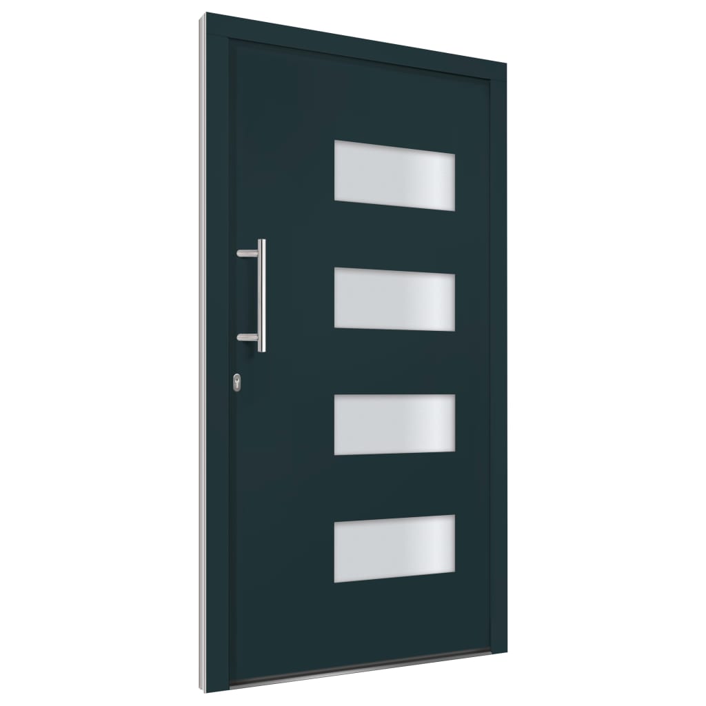 Porta d'Ingresso in Alluminio e PVC Antracite 100x210 cm | homemem39