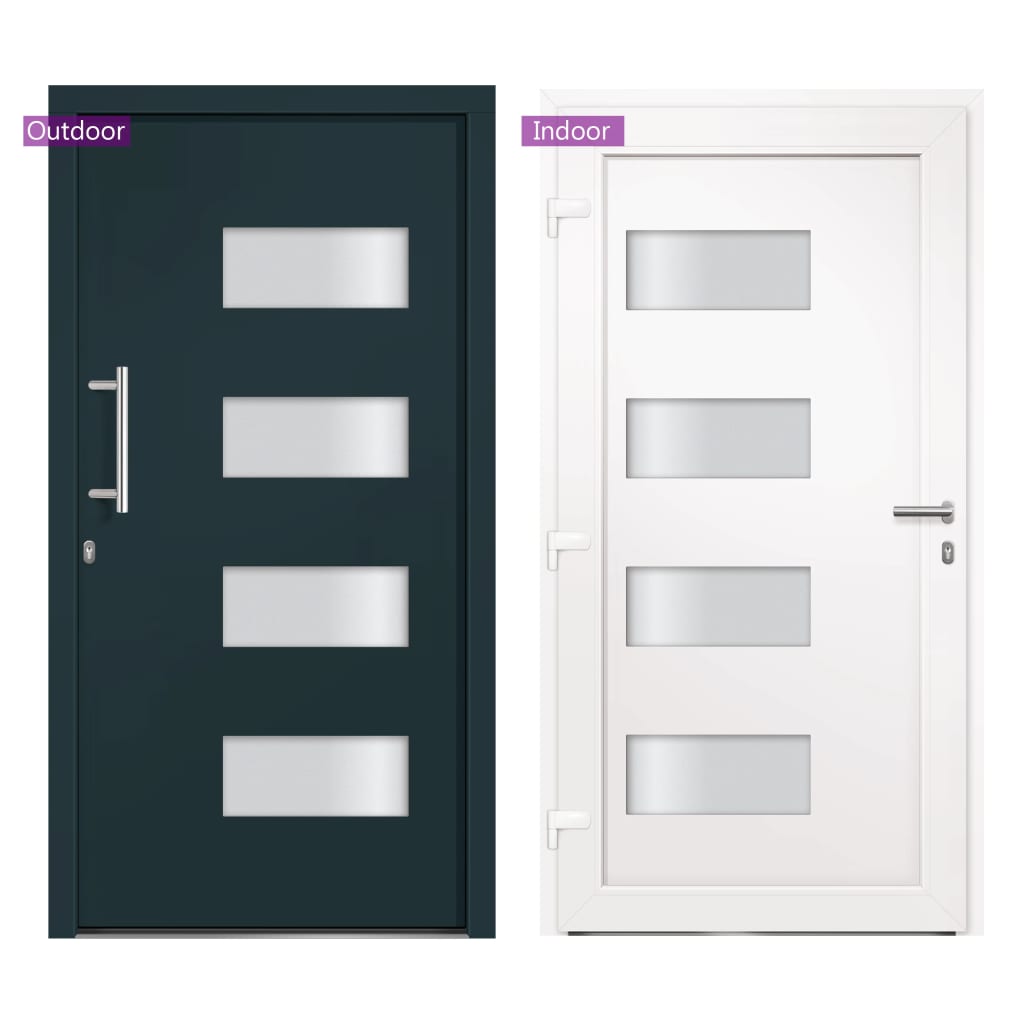 Porta d'Ingresso in Alluminio e PVC Antracite 100x210 cm | homemem39