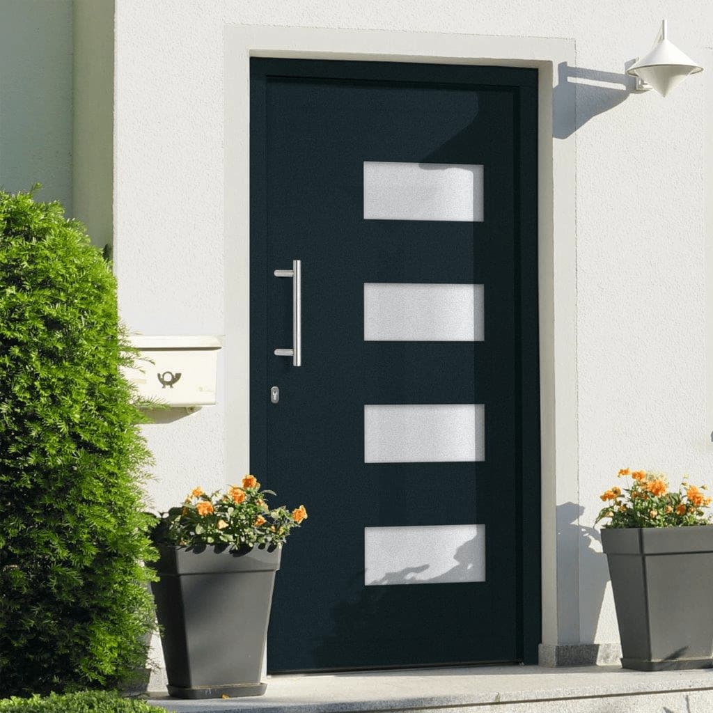 Porta d'Ingresso in Alluminio e PVC Antracite 110x210 cm | homemem39