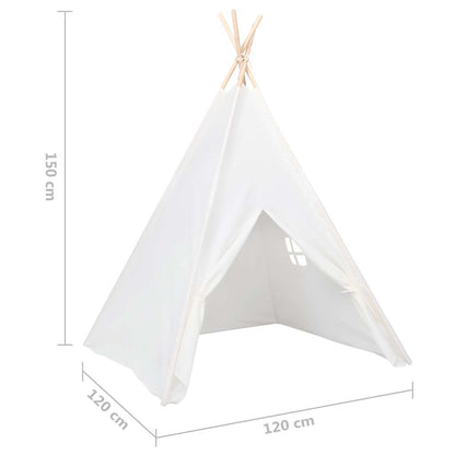 Tenda Tipi Bimbi Borsa Bianco Microfibra Strisce 120x120x150cm - homemem39