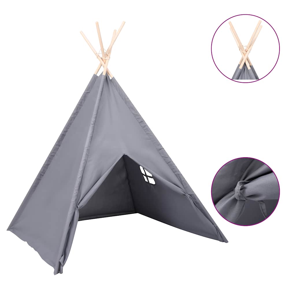 Tenda Tipi Bambini con Borsa Grigio Microfibra 120x120x150cm