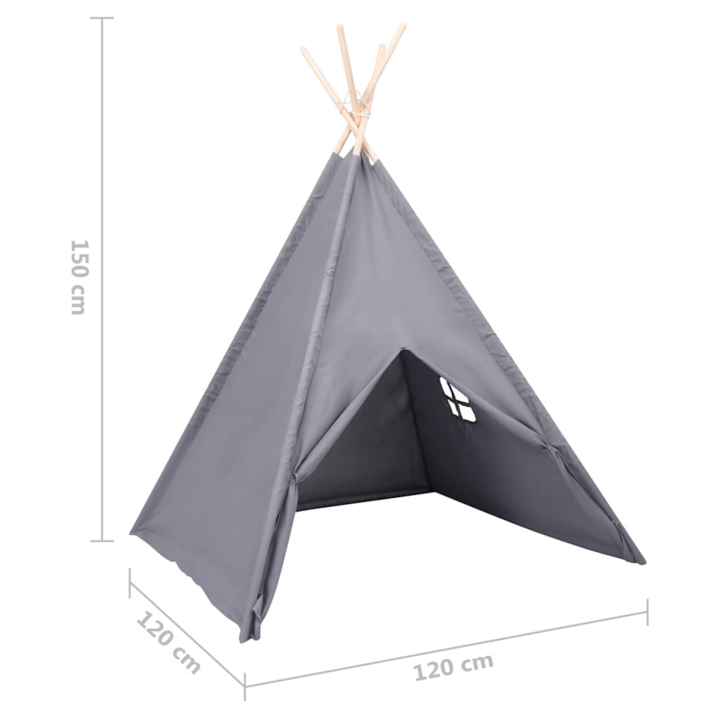 Tenda Tipi Bambini con Borsa Grigio Microfibra 120x120x150cm