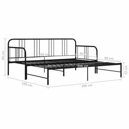 Telaio Divano Letto Estraibile Nero in Metallo 90x200 cm