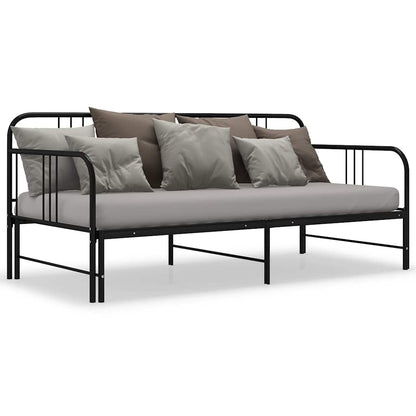 Telaio Divano Letto Estraibile Nero in Metallo 90x200 cm