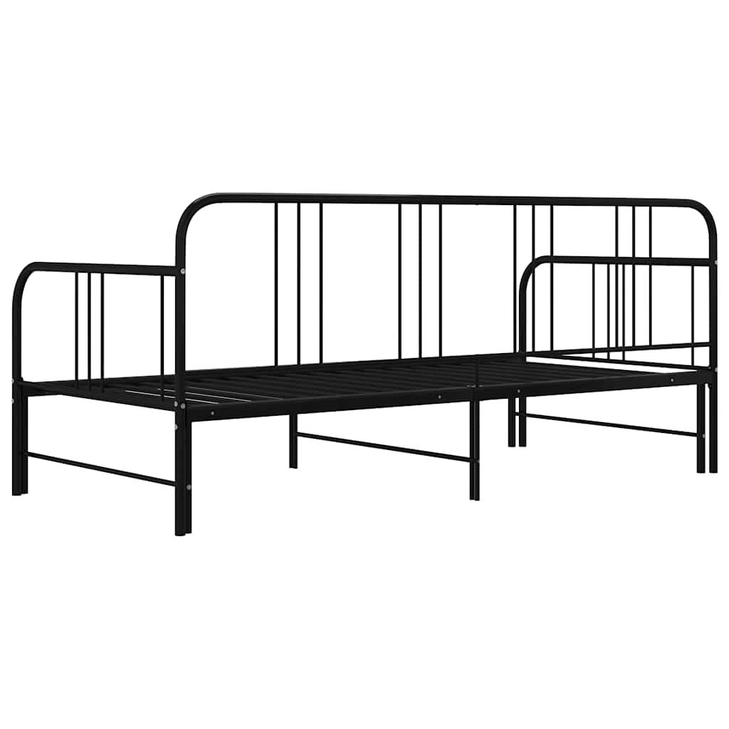 Telaio Divano Letto Estraibile Nero in Metallo 90x200 cm