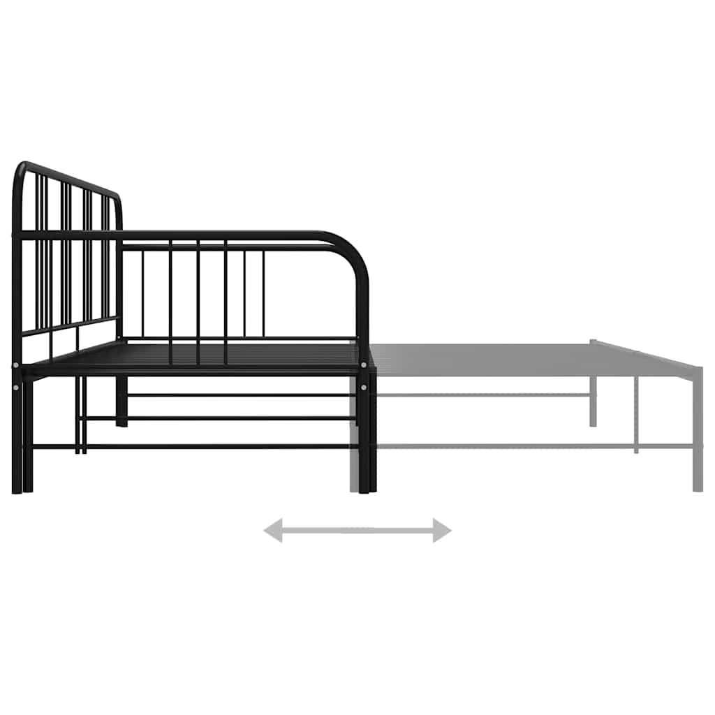 Telaio Divano Letto Estraibile Nero in Metallo 90x200 cm