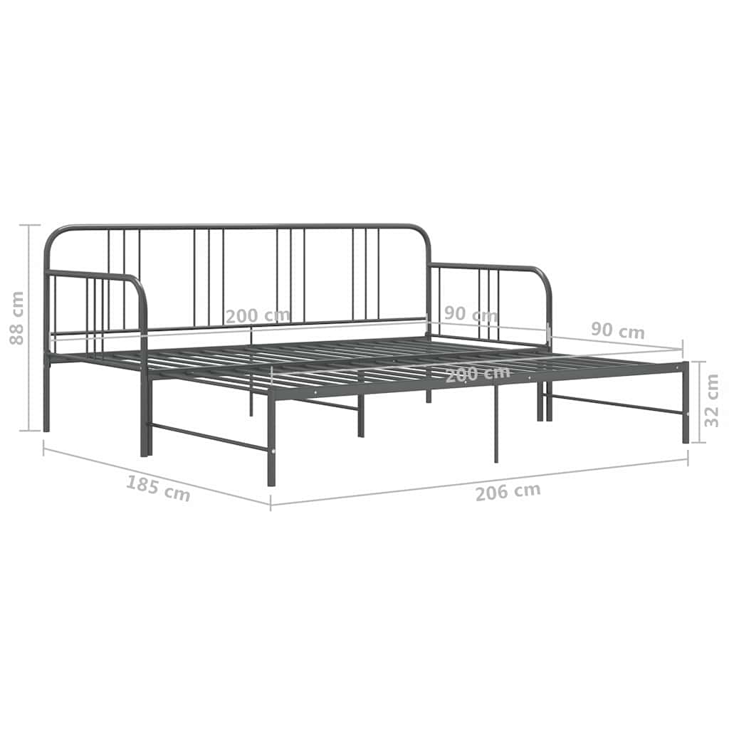 Telaio Divano Letto Estraibile Grigio in Metallo 90x200 cm
