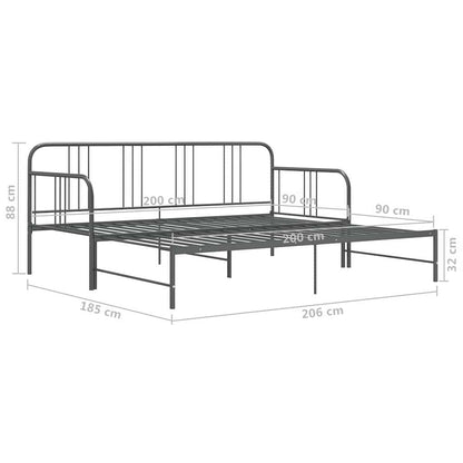 Telaio Divano Letto Estraibile Grigio in Metallo 90x200 cm