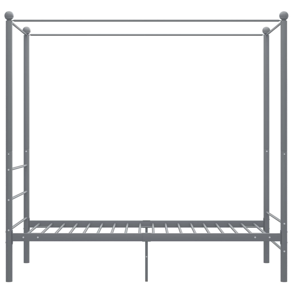 Letto a Baldacchino Grigio in Metallo 90x200 cm - homemem39