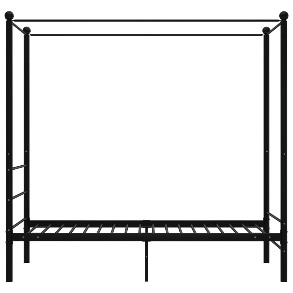 Letto a Baldacchino Nero in Metallo 100x200 cm - homemem39