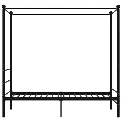 Letto a Baldacchino Nero in Metallo 100x200 cm - homemem39