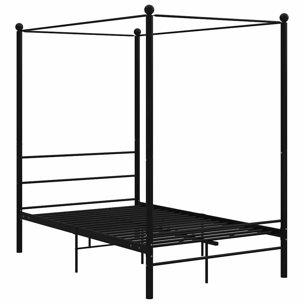 Letto a Baldacchino Nero in Metallo 140x200 cm