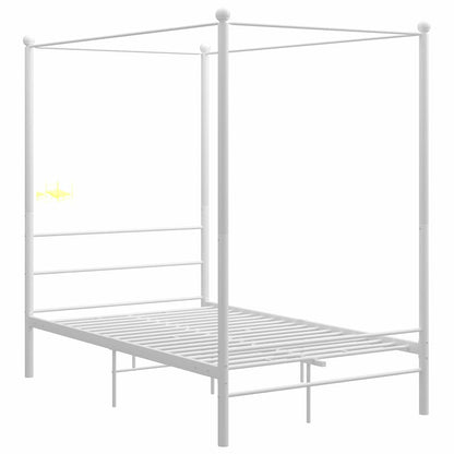 Letto a Baldacchino Bianco in Metallo 140x200 cm