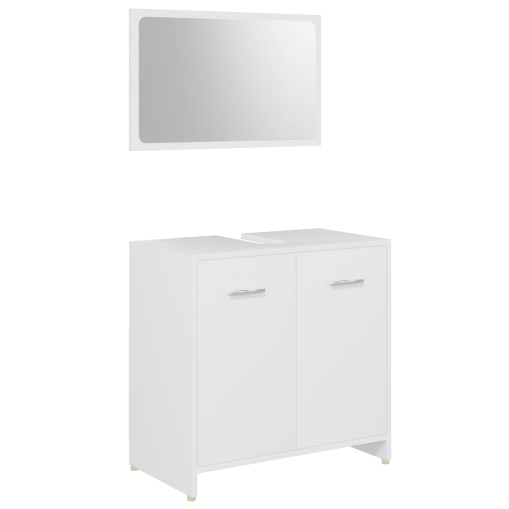 Set Mobili da Bagno 4 pz Bianco in Legno Multistrato | homemem39