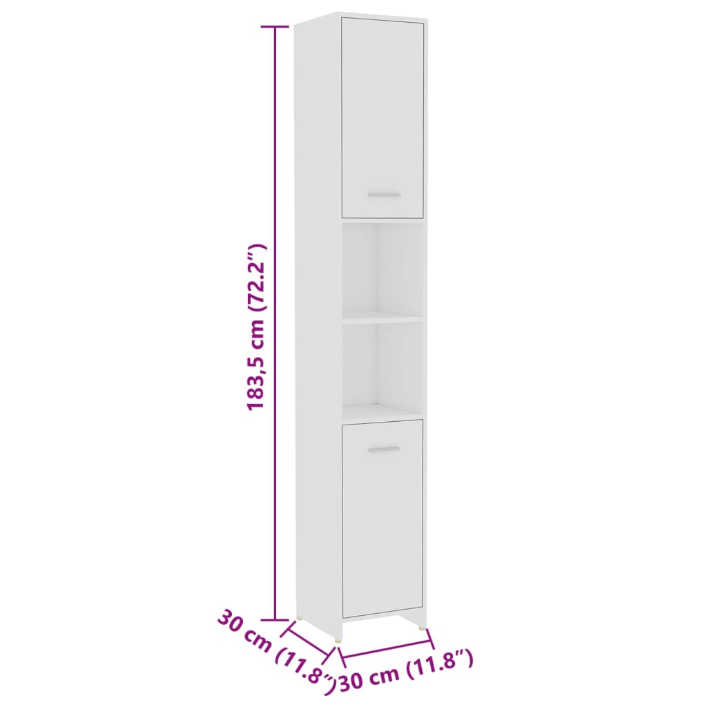Set Mobili da Bagno 4 pz Bianco in Legno Multistrato | homemem39