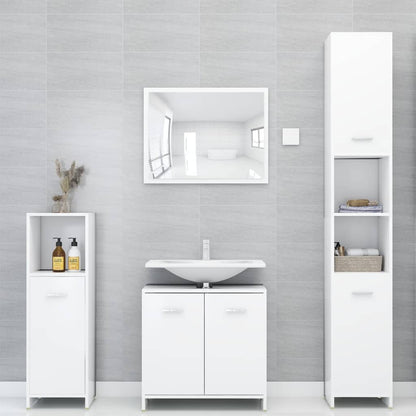 Set Mobili da Bagno 4 pz Bianco in Legno Multistrato | homemem39