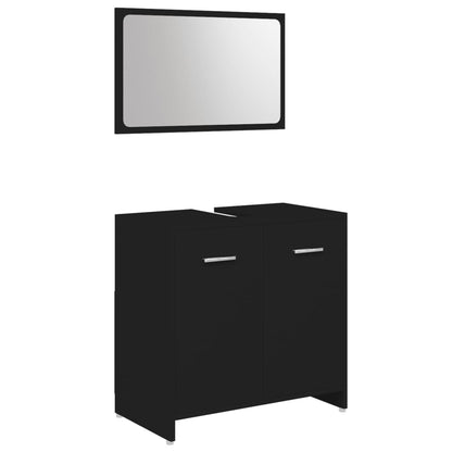 Set Mobili da Bagno 4 pz Nero in Truciolato