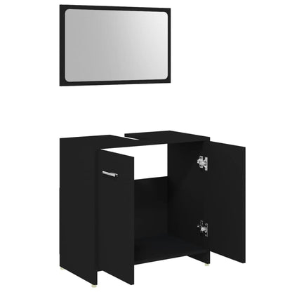 Set Mobili da Bagno 4 pz Nero in Truciolato