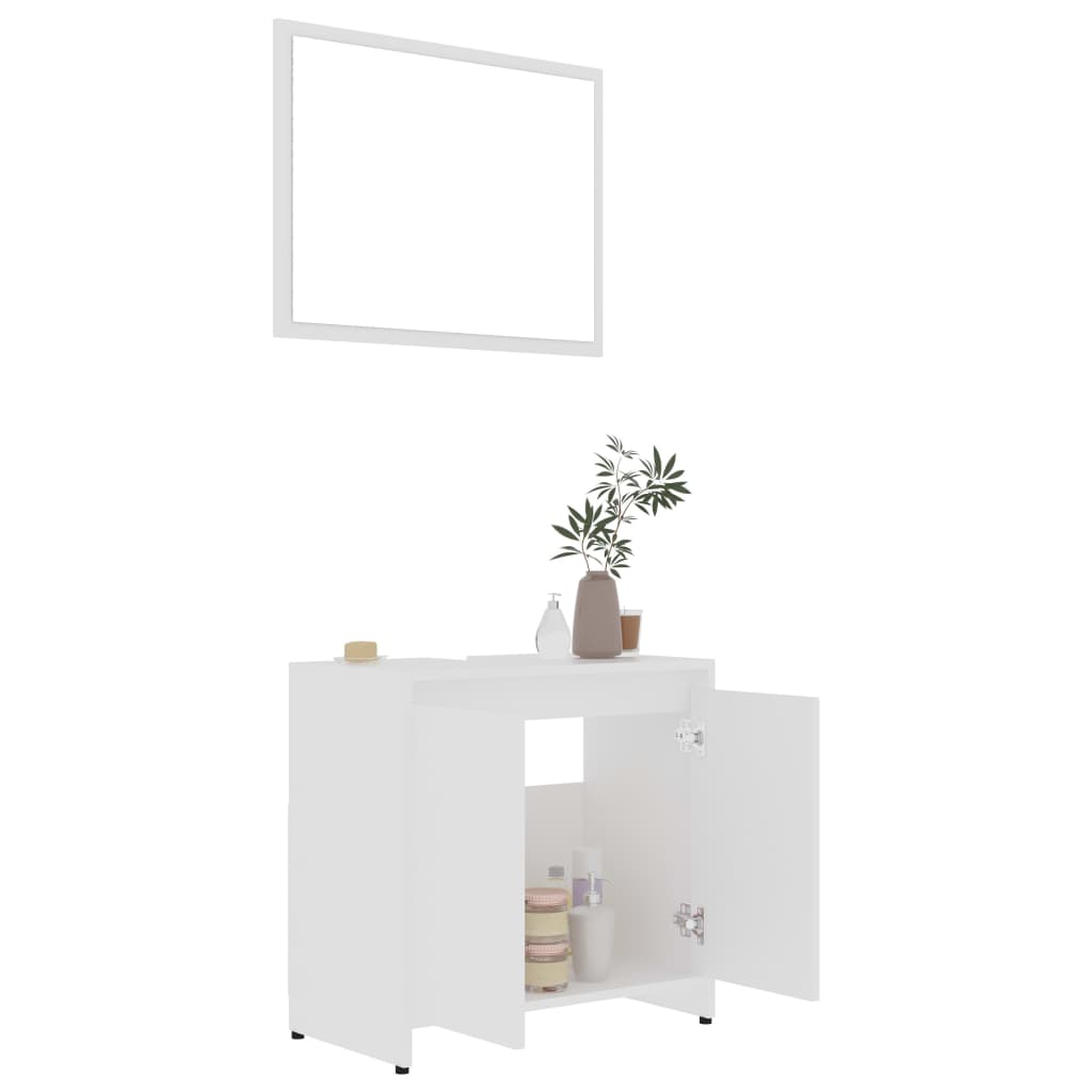 Set Mobili da Bagno 4 pz Bianco in Truciolato | homemem39