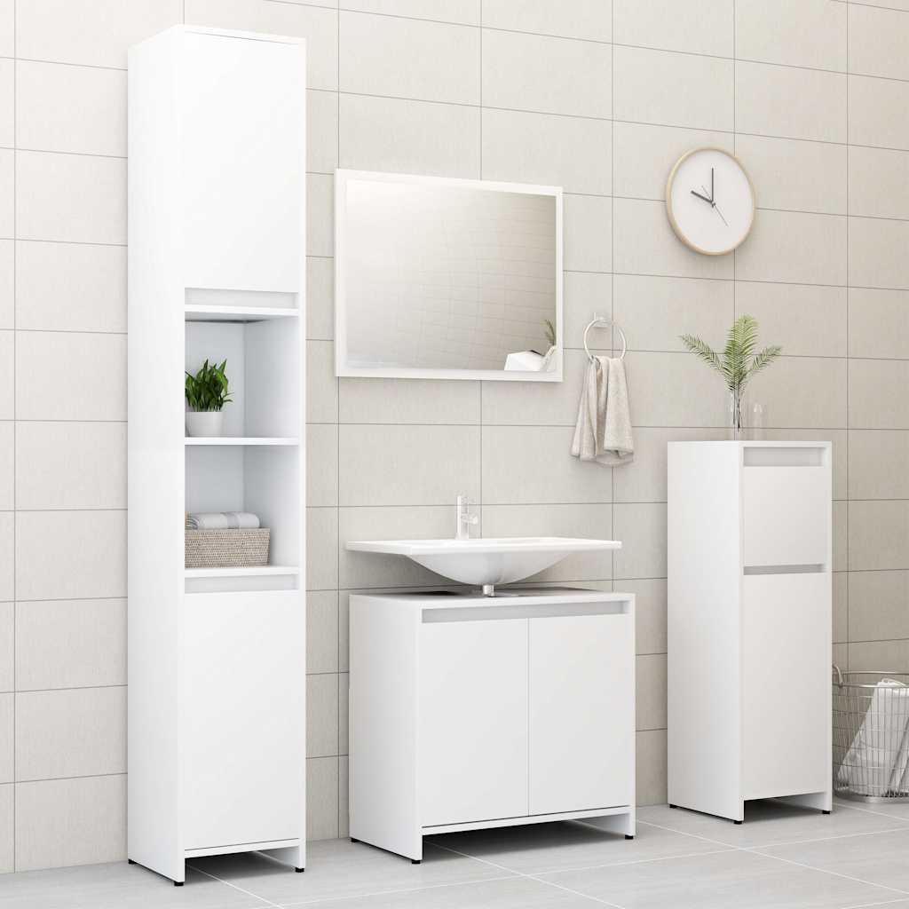 Set Mobili da Bagno 4 pz Bianco