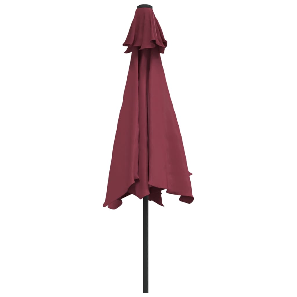 Ombrellone da Giardino con LED Palo Acciaio 300 cm Rosso Bordò | homemem39