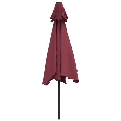 Ombrellone da Giardino con LED Palo Acciaio 300 cm Rosso Bordò | homemem39