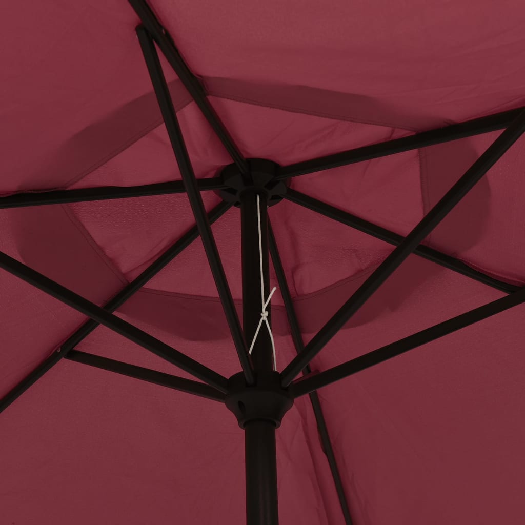 Ombrellone da Giardino con LED Palo Acciaio 300 cm Rosso Bordò | homemem39