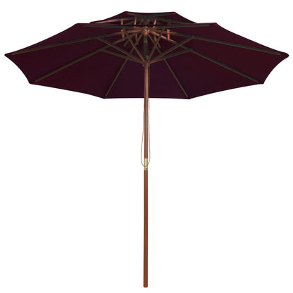 Ombrellone a Due Livelli con Palo in Legno 270 cm Rosso Bordò | homemem39