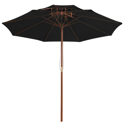 Ombrellone a Due Livelli con Palo in Legno 270 cm Nero | homemem39