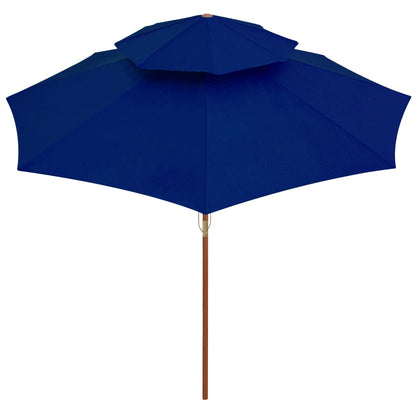 Ombrellone a Due Livelli con Palo in Legno 270 cm Blu | homemem39