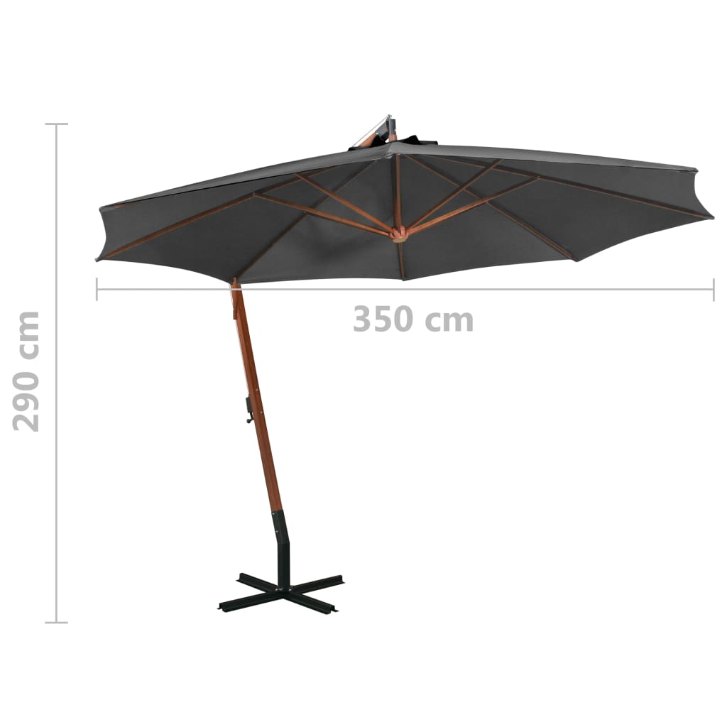Ombrellone a Sbalzo Antracite 3,5x2,9 m Palo in Abete Massello | homemem39