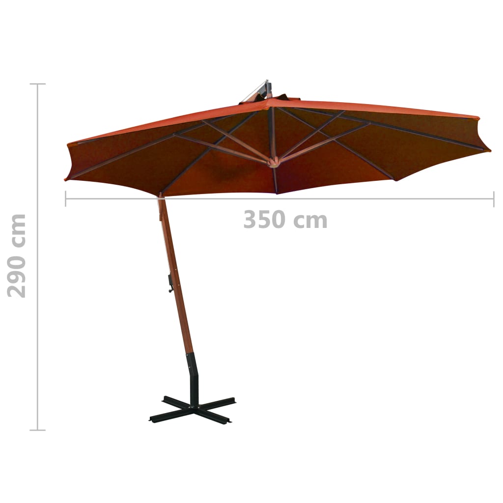 Ombrellone a Sbalzo Terracotta 3,5x2,9 m Palo in Abete Massello | homemem39