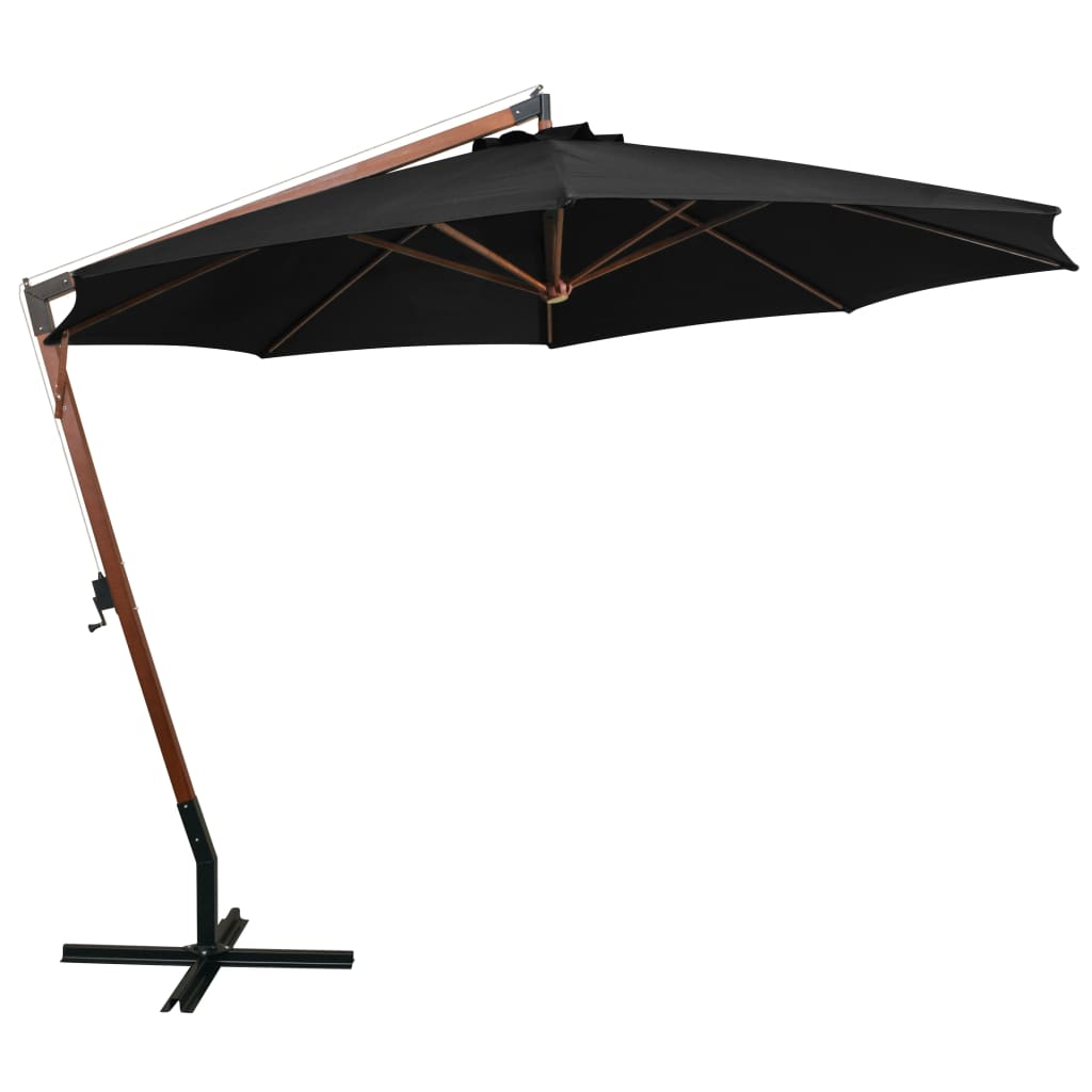 Ombrellone a Sbalzo Nero 3,5x2,9 m Palo in Abete Massello | homemem39