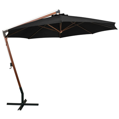 Ombrellone a Sbalzo Nero 3,5x2,9 m Palo in Abete Massello | homemem39
