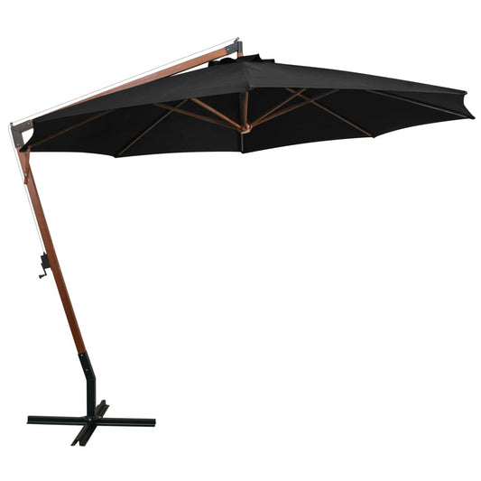 Ombrellone a Sbalzo Nero 3,5x2,9 m Palo in Abete Massello | homemem39