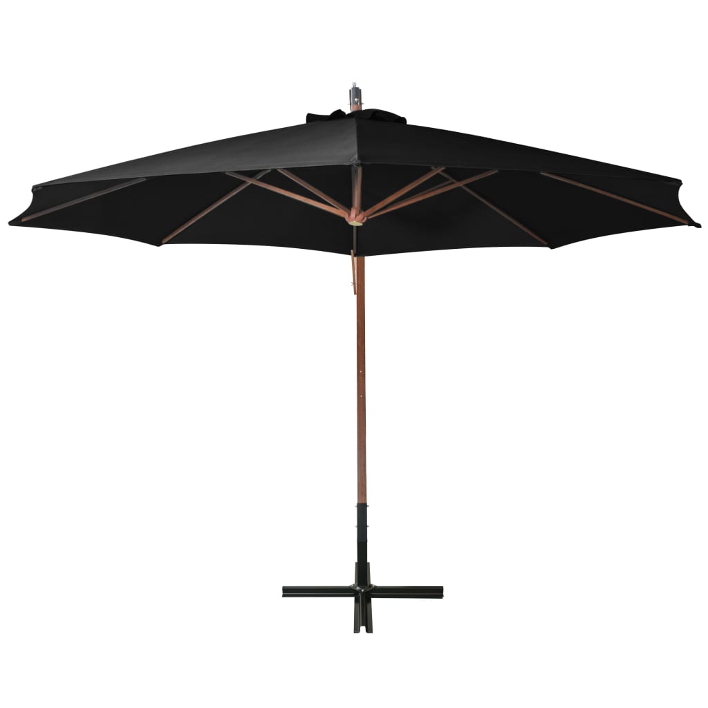 Ombrellone a Sbalzo Nero 3,5x2,9 m Palo in Abete Massello | homemem39