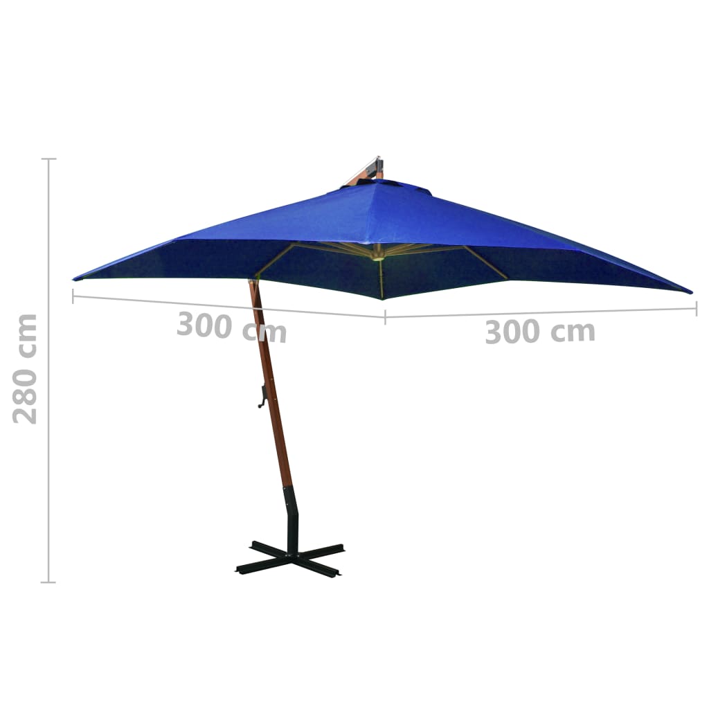 Ombrellone a Sbalzo Azzurro 3x3 m Palo in Abete Massello | homemem39