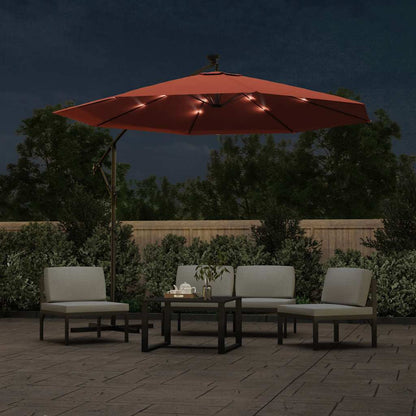 Ombrellone a Sbalzo con LED e Palo in Acciaio Terracotta | homemem39