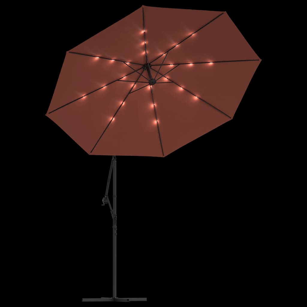 Ombrellone a Sbalzo con LED e Palo in Acciaio Terracotta | homemem39