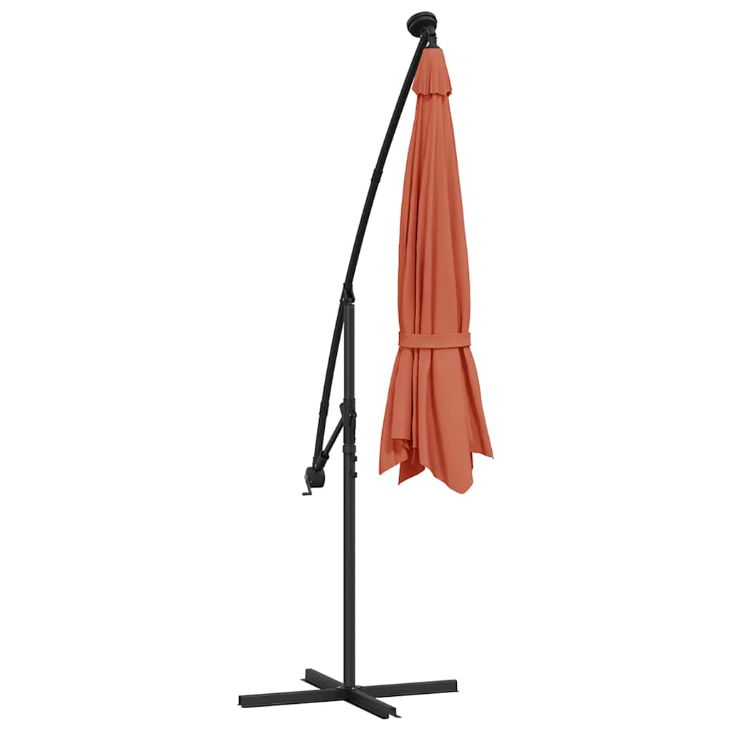 Ombrellone a Sbalzo con LED e Palo in Acciaio Terracotta | homemem39